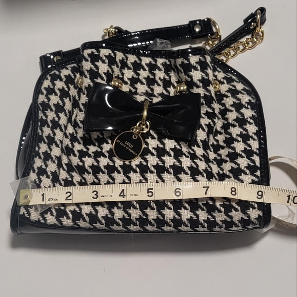 Houndstooth handbag with chain strap - Picture 2 of 5